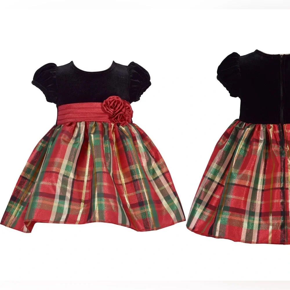 Iris & Ivy Nordstrom Velvet and‎ Plaid Short-sleeve Dress